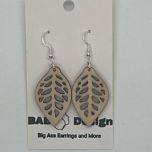 Leaf Design Wooden Earrings
